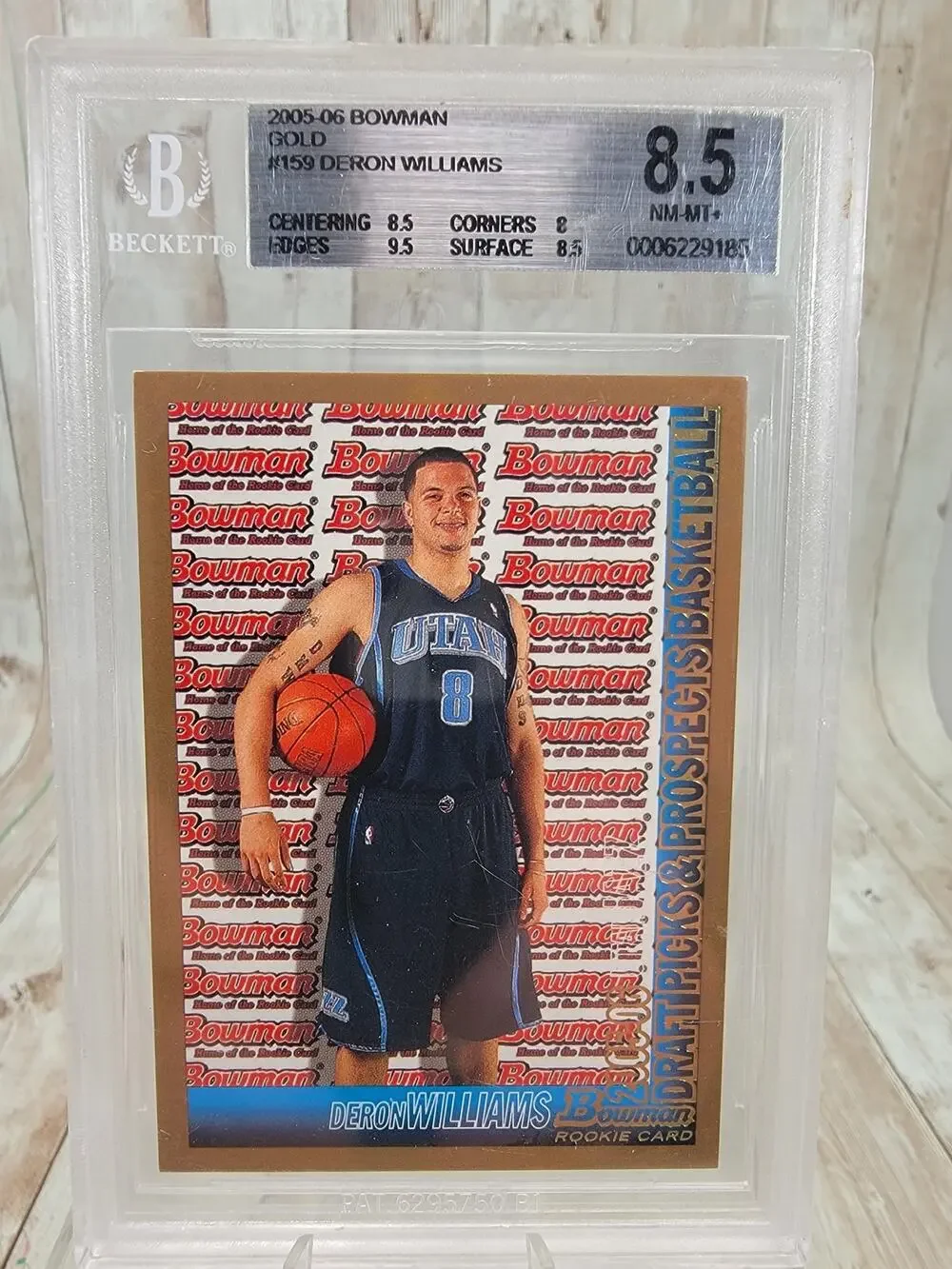 2005-06 Bowman Draft Picks & Prospects Deron Williams #159 Gold (RC) Beckett 8.5